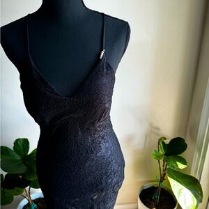 Black lace elegant slip dress.
